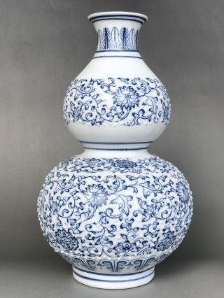 Chinese Antiques Handmake Porcelain Gourd Shape Vase B136