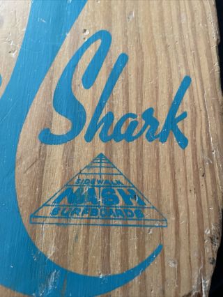 Vintage 1960’s Nash Blue Shark Sidewalk Surfboard Metal Wheels Wooden Skateboard 2