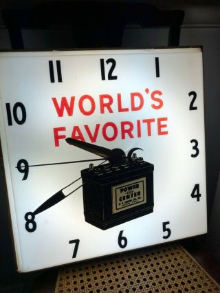 Vintage 15 1/2 " Pam Or Npi Electric Advertising Auto Battery Wall Clock