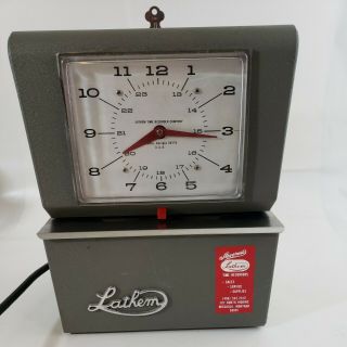 Vintage Lathem Automatic Time Clock Punch Card Recorder 4026 With Key 24hr Model