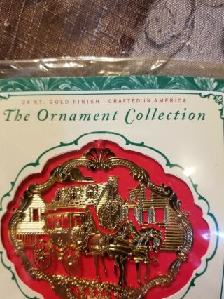 Colonial Williamsburg Horse And Carriage 24 KT Gold Finish Metal Ornament 3 