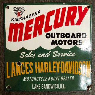Vintage Porcelain Mercury Outboards Gas Oil Sign