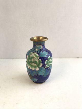 Vintage Japanese Cloisonne Enamel Vase Floral Jingfa