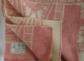 Vintage Orr Health 100 Wool Blanket Inspired By Pink Holland Tulips Usa 80x73 "