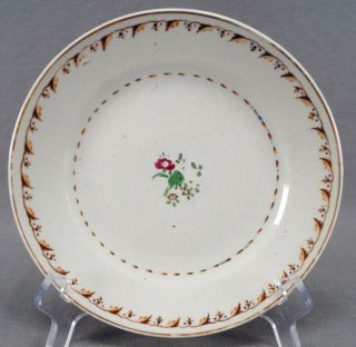 Late 18th Century Chinese Export Porcelain Hand Painted Pink Rose Dessert Plate