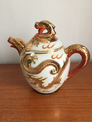 Antique/ Vintage Period Japanese Porcelain Gold Gilt Dragon Teapot Rare