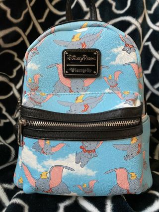 Disney Parks Loungefly Blue Dumbo In Clouds Mini Backpack