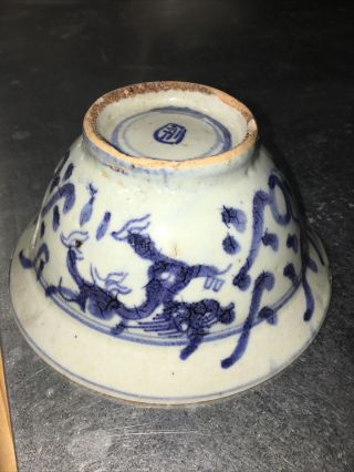Antique Blue And White Ming Dynasty Or Later????? Chinese Bowl Marked