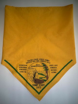 Bsa 1972 Ten Mile River Scouts Camps Yellow Neckerchief Scarf B3_5