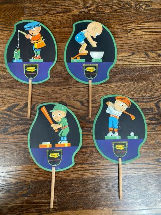 Set Of 4 Vintage Edelweiss Beer Advertising Fans Very Rare