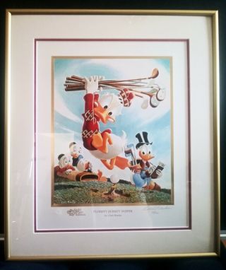 Carl Barks Disney Flubbity Dubbity Duffer Gold Plate Edition Signed Lithograph