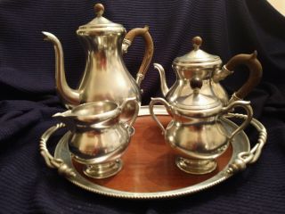 Six Piece Vintage Royal Holland Pewter Tea Set Made In Portugal