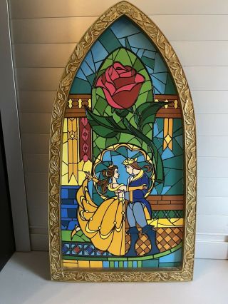 Disney Parks Exclusive Beauty And The Beast Stained Glass Window Frame -