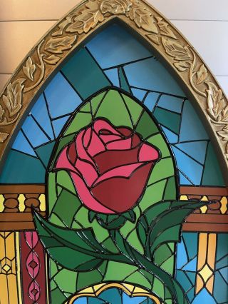 Disney Parks Exclusive Beauty And The Beast Stained Glass Window Frame - 3