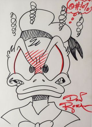 Framed Modern Disney Angry Donald Duck Promo Sketch by Don Rosa - JL27 2