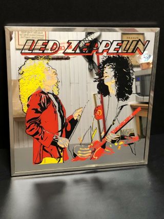 Cool Vintage Led Zeppelin Glass Carnival Mirror 1970s Jimmy Page Robert Plant