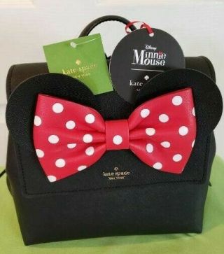 Kate Spade Minnie Mouse Small Neema Backpack Bag:nwt Black W/minnie Bow Pxru8273