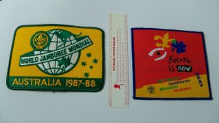 1987 & 1995 Wj World Jamboree Boy Scout Jacket Patches / Badges