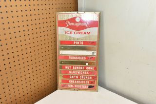 L898 Vintage Pensupreme Ice Cream Metal Flavor Board Sign Lancaster Pa 2