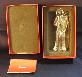 Vintage Baccarat Crystal Angel With Harp Nativity Figurine W/ Box Made In France