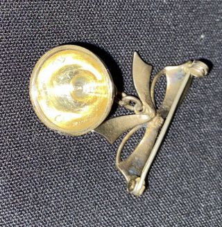 Vintage Gubelin Blue Guilloche Enamel Ball Pendant Watch On A 800 Silver Brooch 3