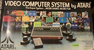 Vintage 1970’s Atari 2600 Console W/ Controllers & 6 Games & Telestar Coleco.