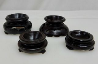 Vintage Chinese Carved Wood Egg Or Marble Ball Display Stands - 81571