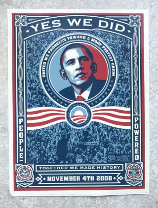 Barack Obama Yes We Did Large Campaign Political Memorabilia Ready To Frame