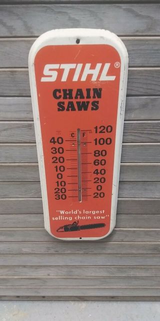 Vintage Stihl Chainsaw Advertising Thermometer (16 X 6 Inches)