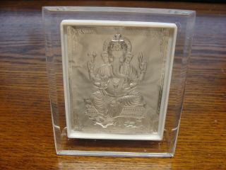 Pure Silver 999 Rectagular Plate Bar Indian God Lakshmi Ganesh Diwali Gift