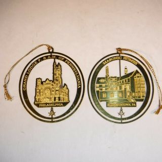 2 Masonic Xmas Tree Ornaments; Grand Lodge F & Am,  Masonic Homes Elizabethtown