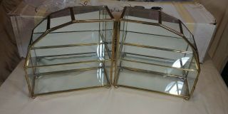 Vintage Franklin Brass & Glass Curio Display Cases (left & Right)