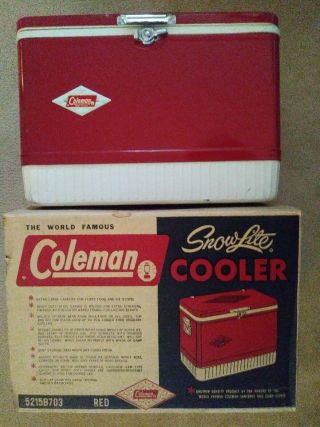 Vintage Coleman Cooler Red Snowlite Diamond Logo 1960s