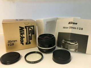Vintage Nikon Ai Nikkor 35mm F/2.  8 Mf Wide Angle Camera Lens,  Box