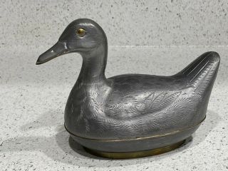 Chinese Pewter Duck Box Early - Mid 20th Century