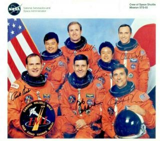 Autographed Picture Of Nasa Crew Of Space Shuttle Mission Sts - 65