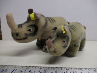 Vintage 1950s/60s Steiff Nosy The Rhinos (all With Tags) 7 " & 6 "