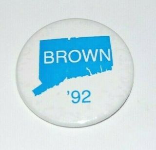 1992 Jerry Brown Connecticut Campaign Pin Pinback Button Political Presidential