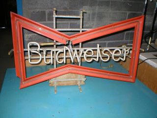 Vintage Budweiser Neon ' Bow - Tie ' Sign Early Large 2 - Color Sign 2
