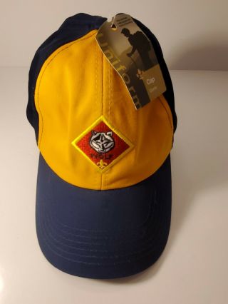 Bsa Boy Cub Scout Cap Hat Twill Blue Gold Wolf Patch Youth M/l Adjustable
