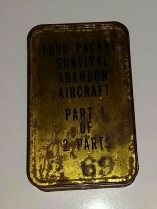 Vintage Food Packet Survival Abandon Aircraft Part 1,  Dated 1969,  Us Military