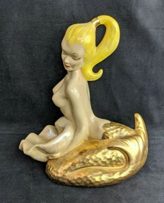 Mcm Vintage 50s Freeman Mcfarlin Ceramic Mermaid Soap Dish Blonde Busty Rare