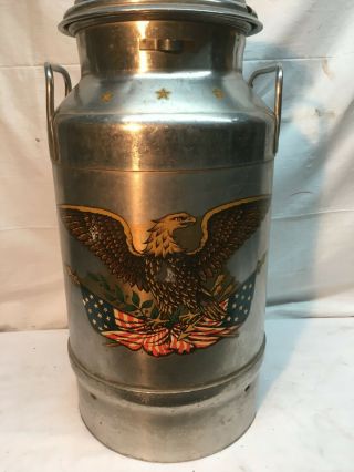 Vintage 20 QT stainless steel milk can Jug Moon Shine Mash Can American Eagle 3