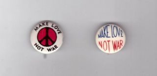 2 " Make Love Not War " Vietnam Political Protest Pin 1960 