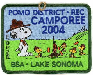 Snoopy & Woodstock Bsa Camporee Patch 2004 Green Border