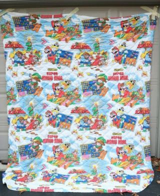 Vintage Nintendo 1988 Blanket Comforter Mario Bros Zelda Nes Video Games