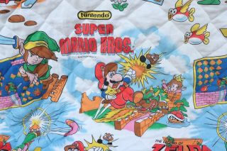 Vintage Nintendo 1988 Blanket Comforter Mario Bros Zelda NES Video Games 3