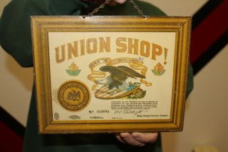 Rare Vintage C.  1915 Union Barber Shop License Permit Gas Oil Metal Sign