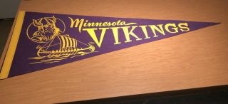 Vintage 1960’s Nfl Minnesota Vikings Pennant Flag Ship Rare Full Size