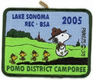 Snoopy & Woodstock Bsa Camporee Patch 2005 - Greenborder - Pomo District Council